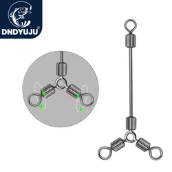 DNDYUJU 10pcs Long 3 Ways Swivels Fishing Connectors Ball Bearing Rolling Swivel Fishhook Lure Line Fishing Accessories