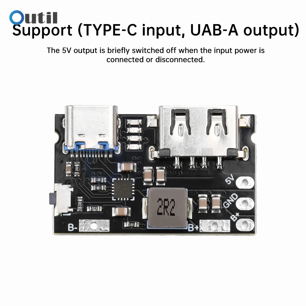 TYPE-C+USB 2.4A Integrated Charging Discharging Module 5V Single Lithium Battery Charging Discharging Board Sustainable Output