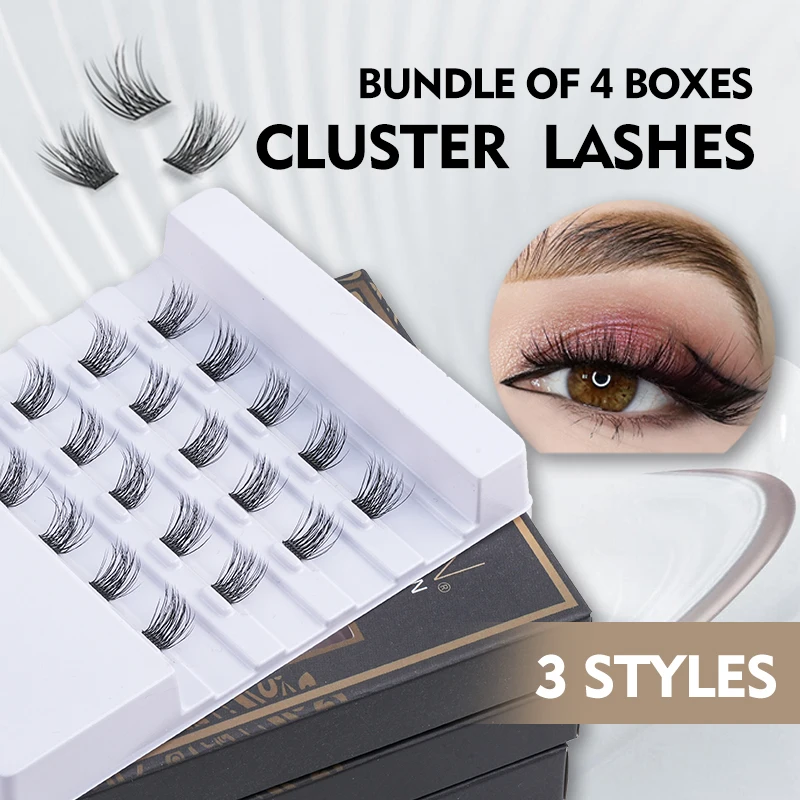 EASITENSION 80 PCS DIY Cluster Eyelash Extension 3D Russian Lash Cluster Wide Soft Volume Mink Bundle Reusable Lashes косметика