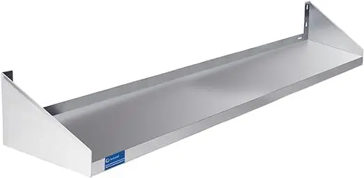 

Premium Stainless Steel Wall Shelf with Side Guards – 48" x 12" | Commercial Metal Wall-Mounted Storage Garage, or Laundry