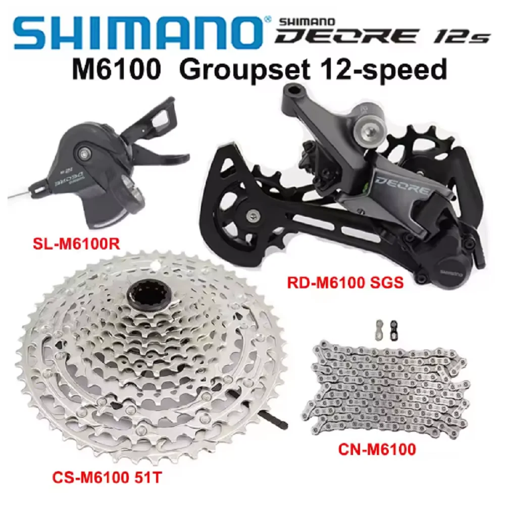 SHIMANO DEORE 12 В Групповой набор для горного велосипеда M6100 Shifte Задний переключатель SGS Кассета 10-51T Цепь 1x12 Скорость MTB