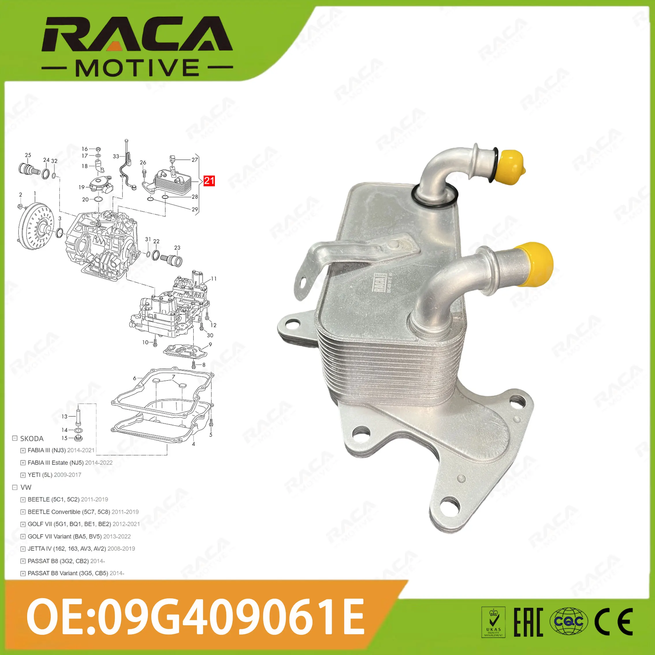 Engine/Automatic Transmission Oil Cooler For Vw Passat B8 J…