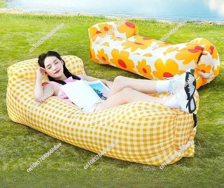 Outdoor lazy inflatable sofa Internet celebrity inflatable bed Park air mattress bed Mattress air bed Lunch break Lazy Single
