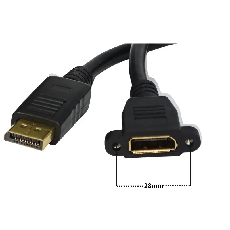 كابل تمديد ذكر إلى أنثى بطول 0.3 متر مع آذان تركيب، كابل بيانات DP إلى DP عالي الوضوح