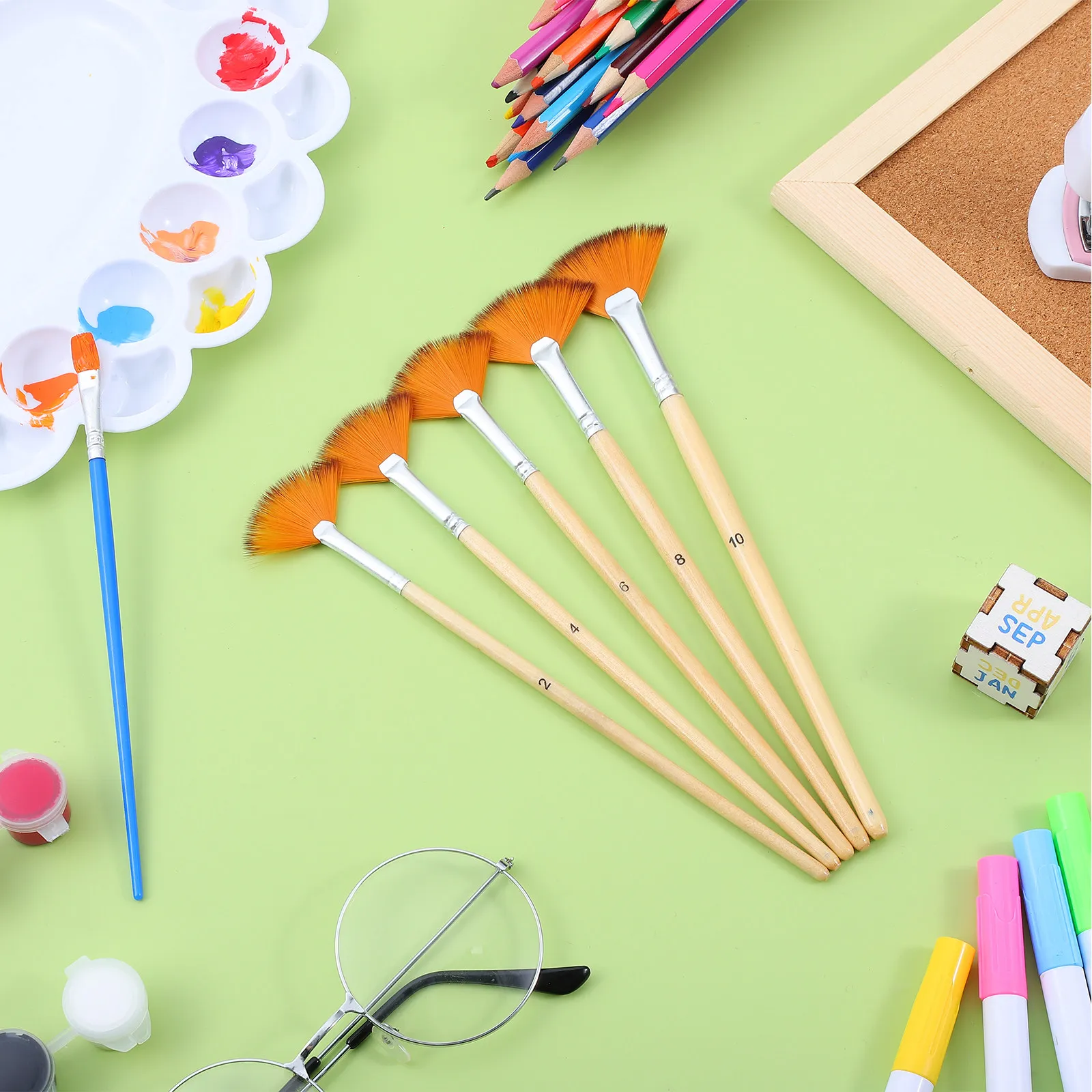5Pcs Professional Watercolor Brush Set for Children Beginners Comfort Grip Easy -Resistant Bristles Drawing Painting