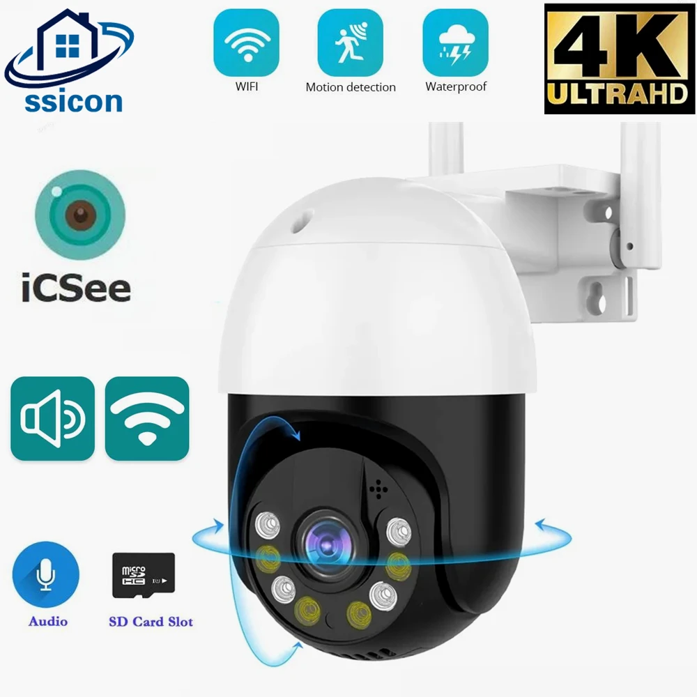 

8MP Outdoor Wireless WIFI IP Camera ICSee Smart Home Color Night Vision 4K Security Protection Camera Waterproof