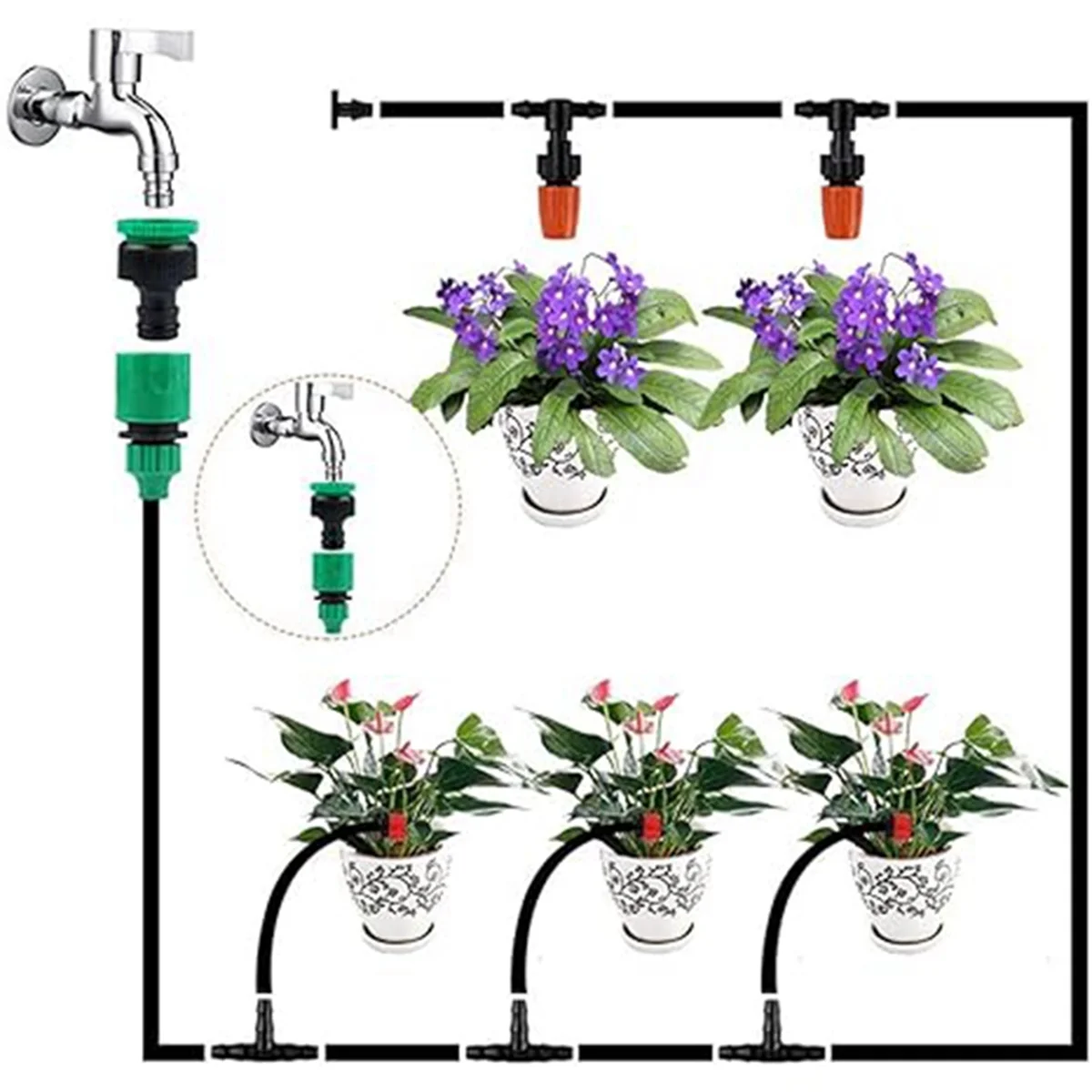 A77Q-300PCS Garden Eight-Hole Adjustable Flow Drippers, Garden Irrigation Nozzles, Courtyard Greenhouse Watering Nozzles