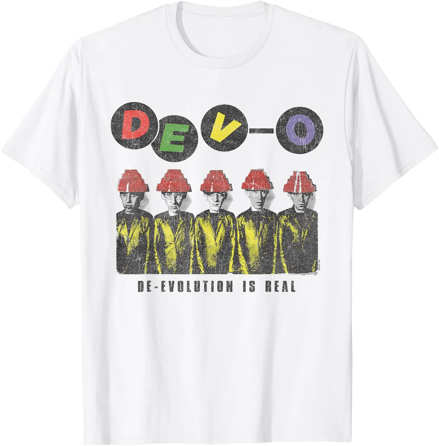 De-Evolution Is Real Photo New Wave Punk Vintage Band T-Shirt Men Casual Graphic Print T‑Shirt Crew Neck Short Sleeve Vintage Street Style Soft Fabric Daily Wear Tops. Holiday Festive, Party Wear, Theme Print Tee.