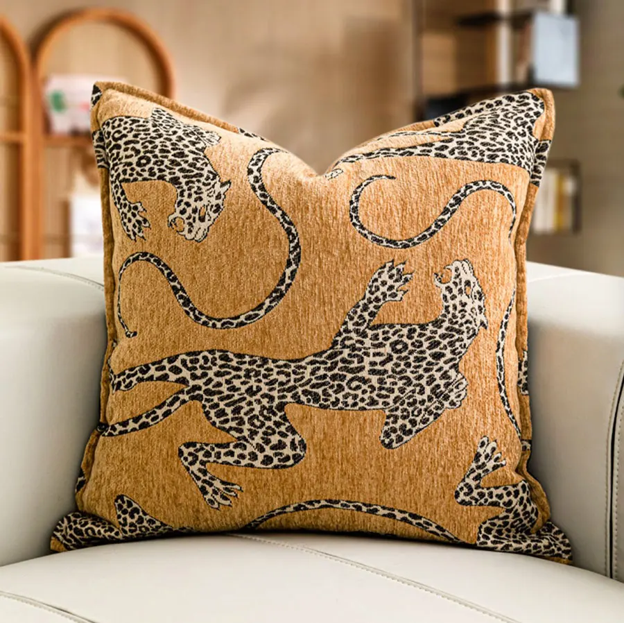 Modern fashion cool leopard orange brown square throw pillow/almofadas case 45,vintage unusual trend cushion cover home decore