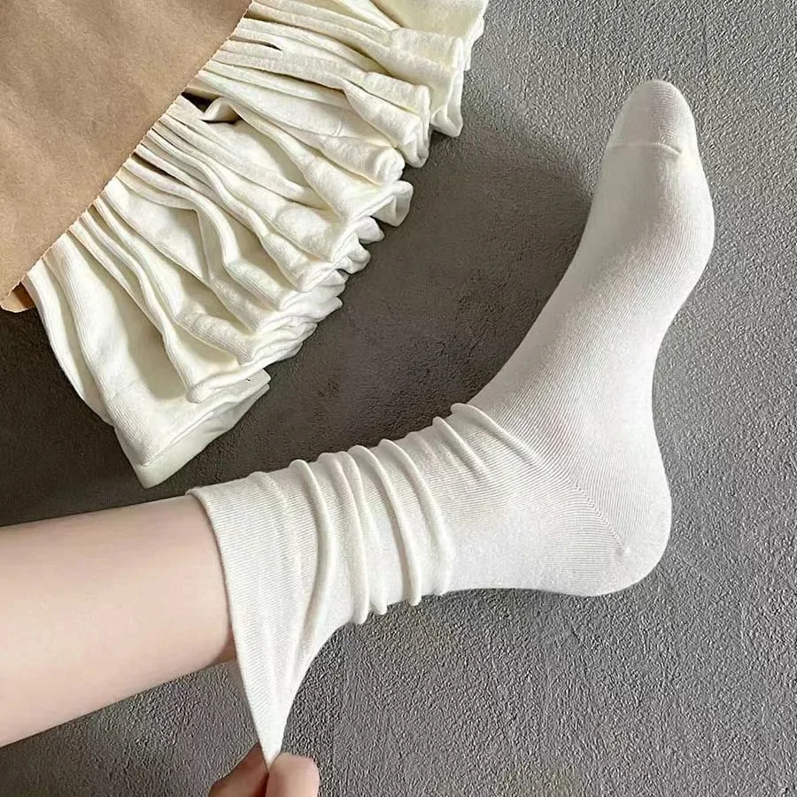 Winter Women's Thick Warm Mid Calf Crew Socks Japanese Style Simple Versatile Basic Daily Soft Cozy Breathable New Hosiery Socks