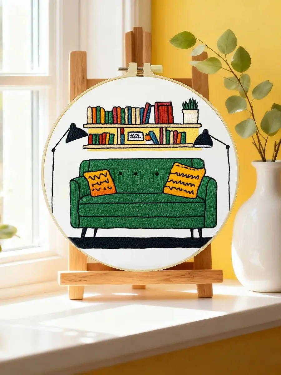 1 Stück 20X20CM/15X15CM 7,87/6,3 Zoll Sofa-Stickerei-Starter-Kit DIY-Kit DIY-Stickerei-Set Handarbeiten Nadelkunst Heimdekoration – Detail 6