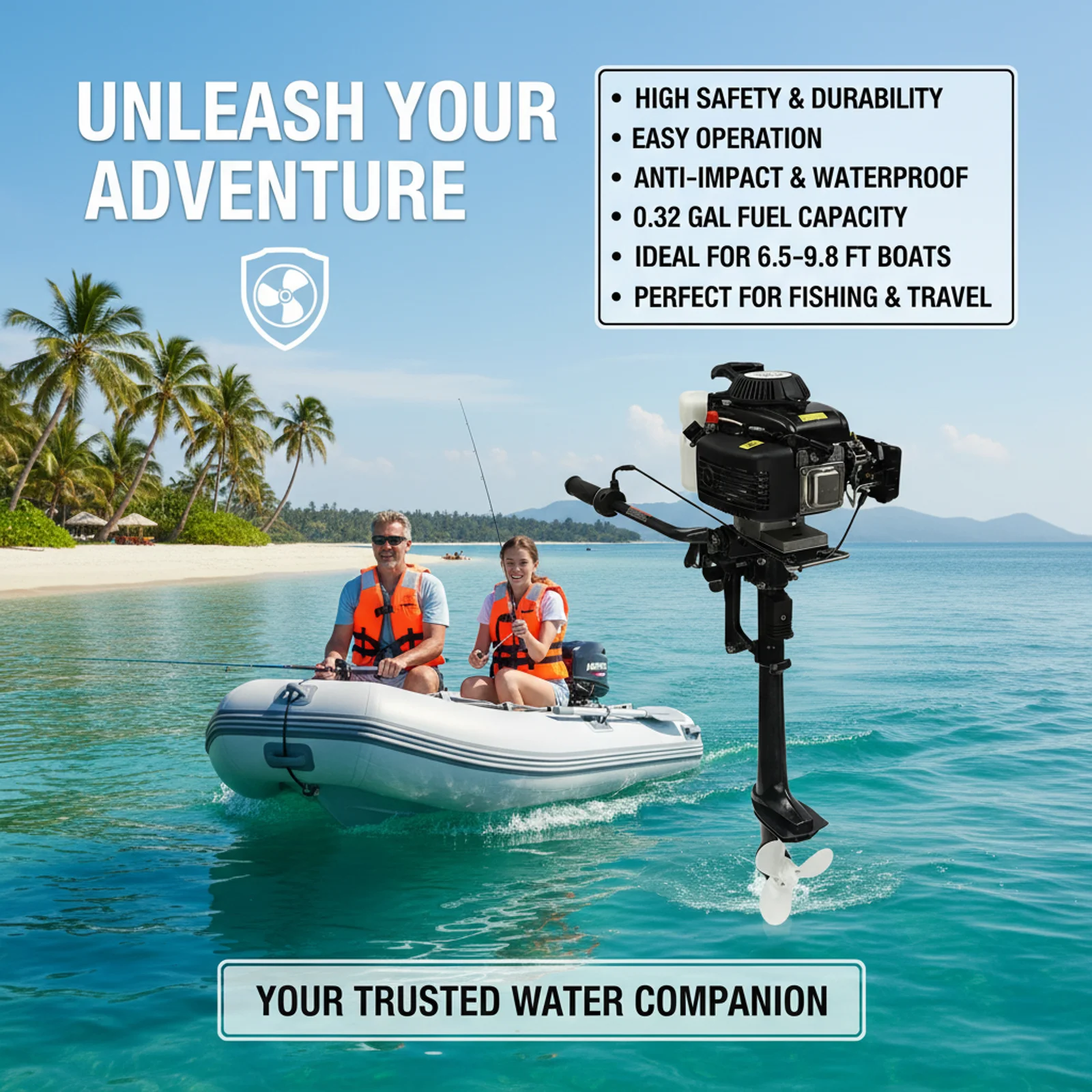 

Лодочный мотор 3 л.с., 4-тактный, для лодок длиной до 10 футов, 2200 Вт, 5500 об/мин, бак 1,2 л, всенаправленный поворотный джойстик 0-180° °