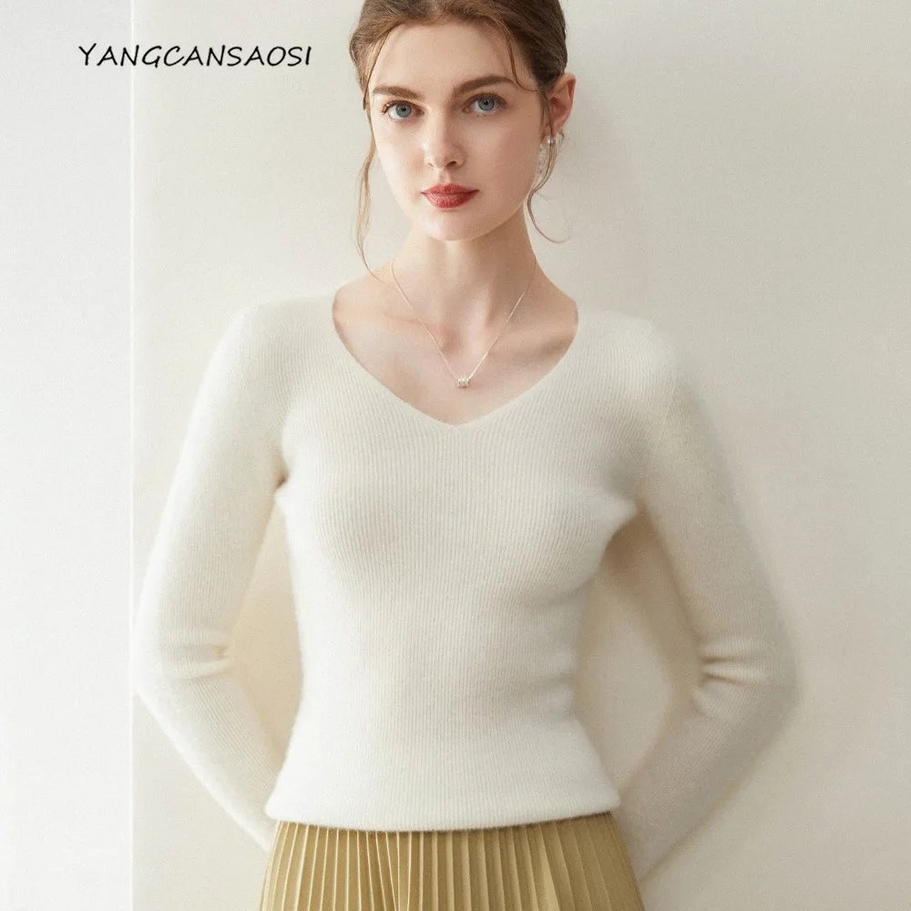 

Women's Autumn/Winter Warm Clothing 100% Cashmere First-line Ready To Wear Striped Slim Fit Simple Versatile Knitted Sweater