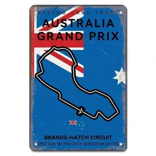 Brands-Hatch Circuit Australia Grand Prix Tin Metal Sign Wall Art