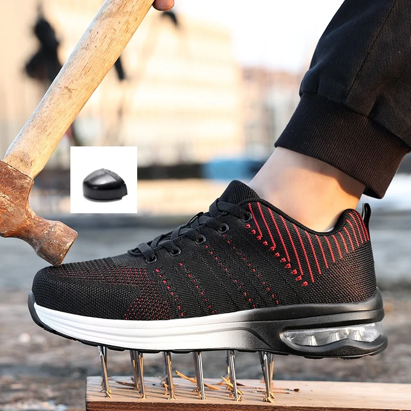 

Легкая защитная обувь, женские и мужские рабочие кроссовки на воздушной подушке, обувь со стальным носком, строительные защитные ботинки, противоударная рабочая обувь