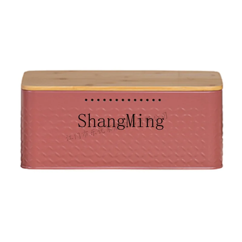 PYH square bamboo cover pattern bread box baking food grade storage tank simple metal bread box breathable storage