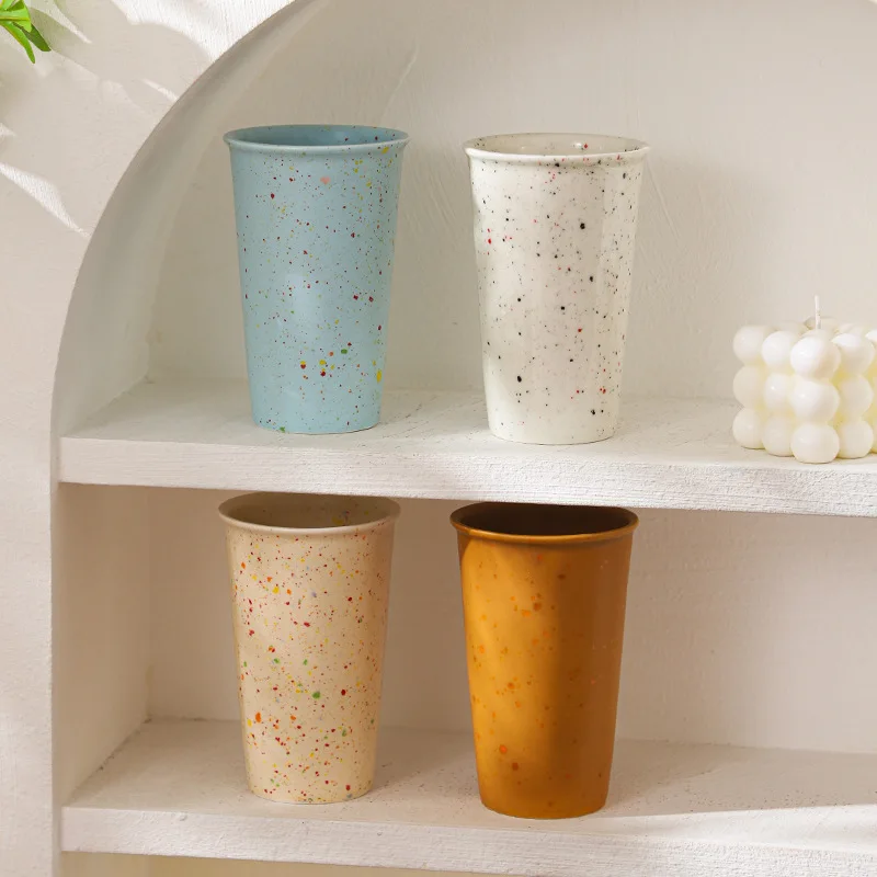 

Exquisite Nordic Retro Splash Ink Ceramic Cup High Capacity Simple Cute Fresh Macaron Cola Cup Creative Fashion Drinkware Decor