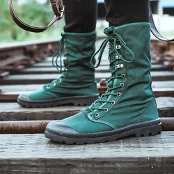 Men Boots Outdoor Fashion Men's Casual Shoes Canvas High Top Shoes Ankle Boots Black High Top Boots