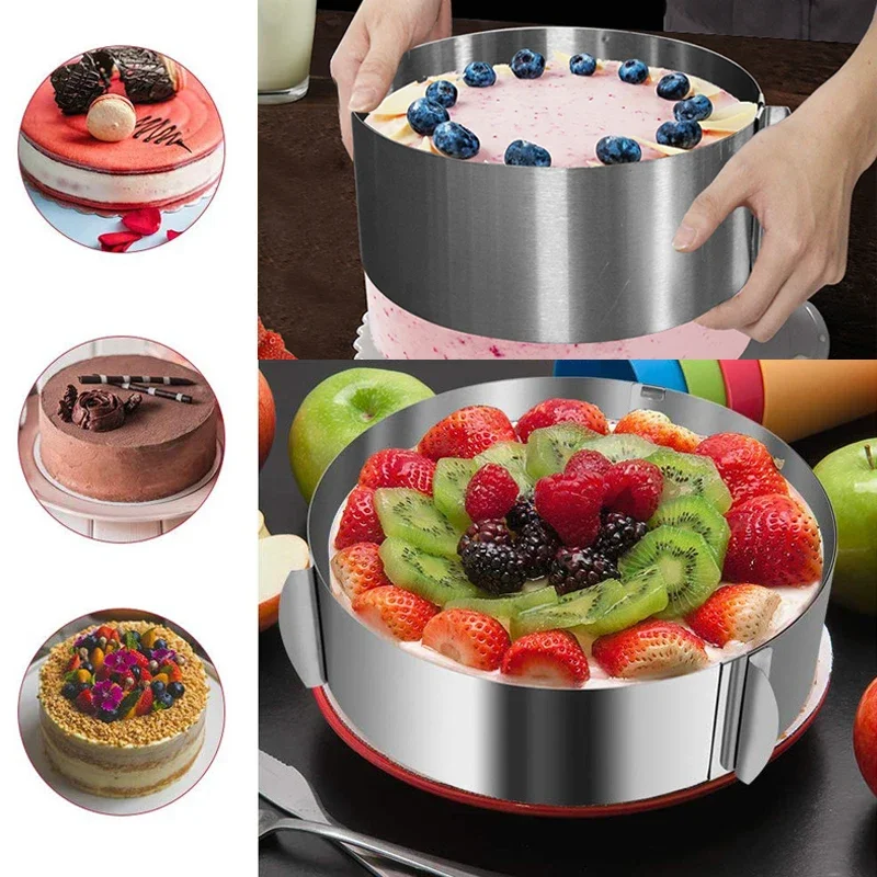 Food grade stainless steel 6-12 inch adjustable cake mold with scale, tiramisu, cake, birthday party, baking tools