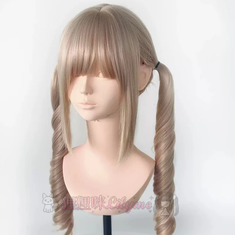 Light Golden Double Ponytail Wig Roman Curls Full Head Wig Sweet Girls Daily Party Cosplay Wig 58cm /64cm Head Size
