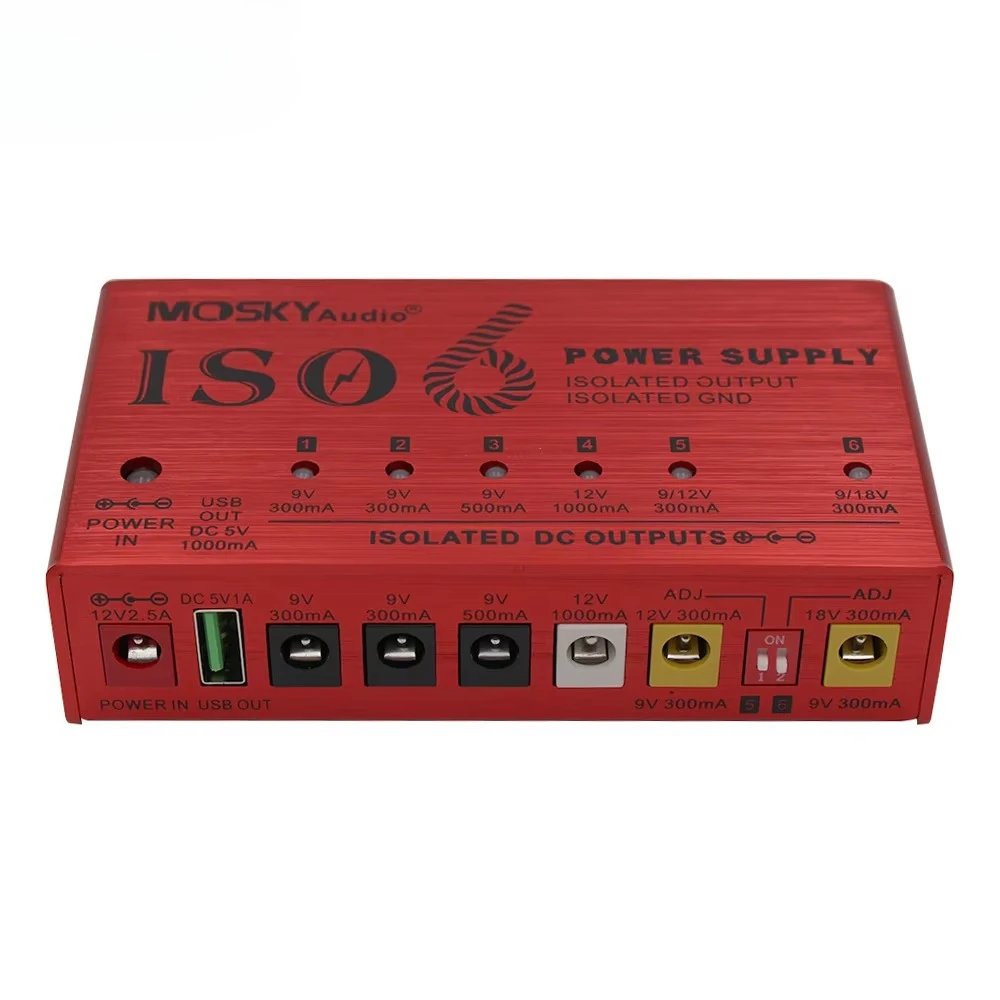 2025 Guitar Pedal Power Supply, ISO6 Certified 6-Channel Internal Transformer, Guitar Parts & Accessories
