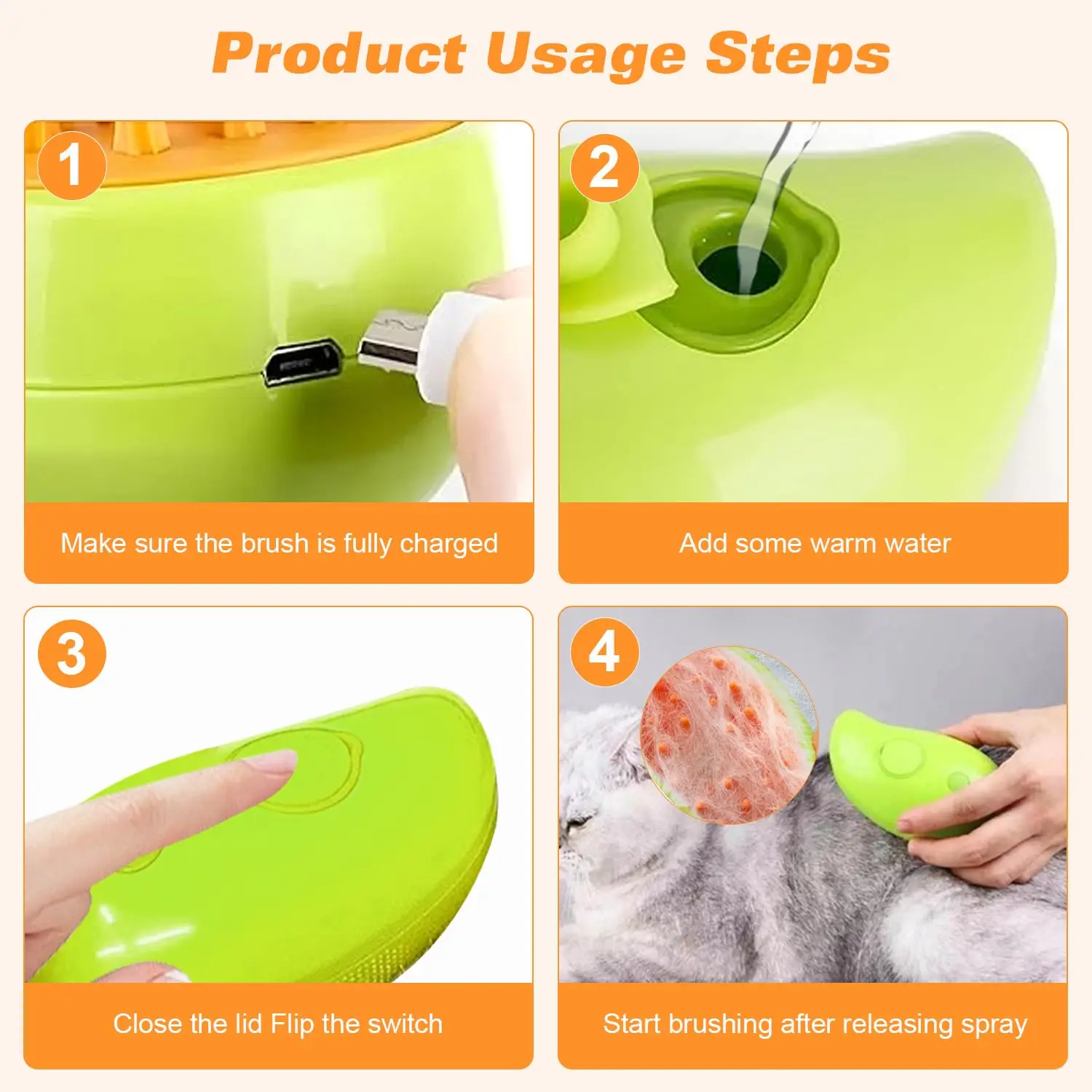 Cat Dog Pet Grooming Comb with Electric Spray Water Steam Soft Silicone Brush Kitten Pet Bath Hair Brush Pet Remover  Comb