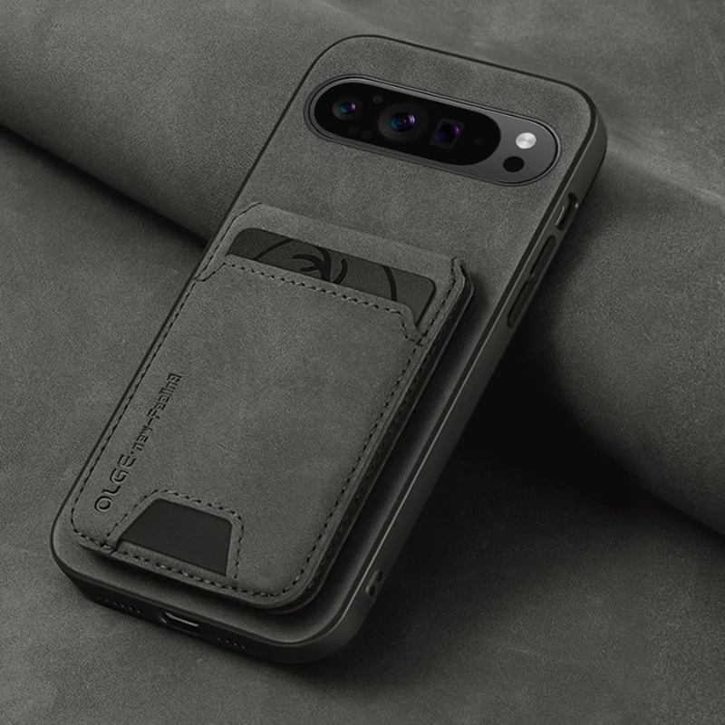 New Soft TPU Solid Color Leather Wallet Card Slot Bracket Shockproof Phone Case For Google Pixel 9 8 7 Pro XL 9A 8A 7A Back Case