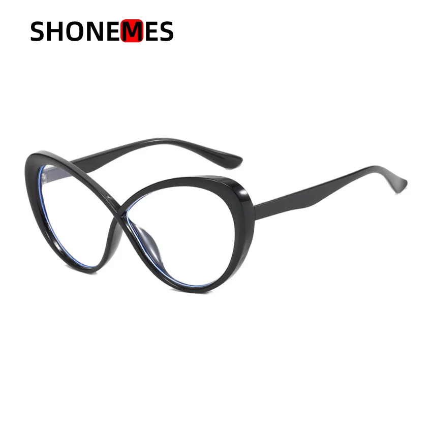 Shonemes Butterfly Glasses Frame Anti Blue Light Oversized Eyeglasses Optical Computer Eyewear Black Brow Tortoise for Women