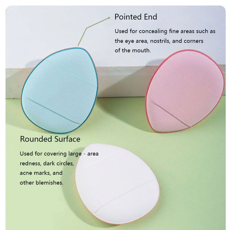 Mini sopros de pó ovais para polegar, 6 peças, almofada seca e molhada de uso duplo para aplicação de maquiagem na ponta dos dedos, sopro de maquiagem portátil