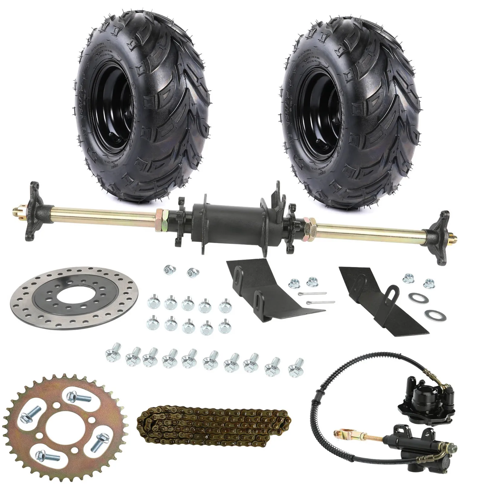 

Disc Rotor Brake 28" 710mm Rear Axle Kit +2x 145/70-6 Tire with Rim Wheel for GY6 125 150 200 CRF SSR Go kart ATV