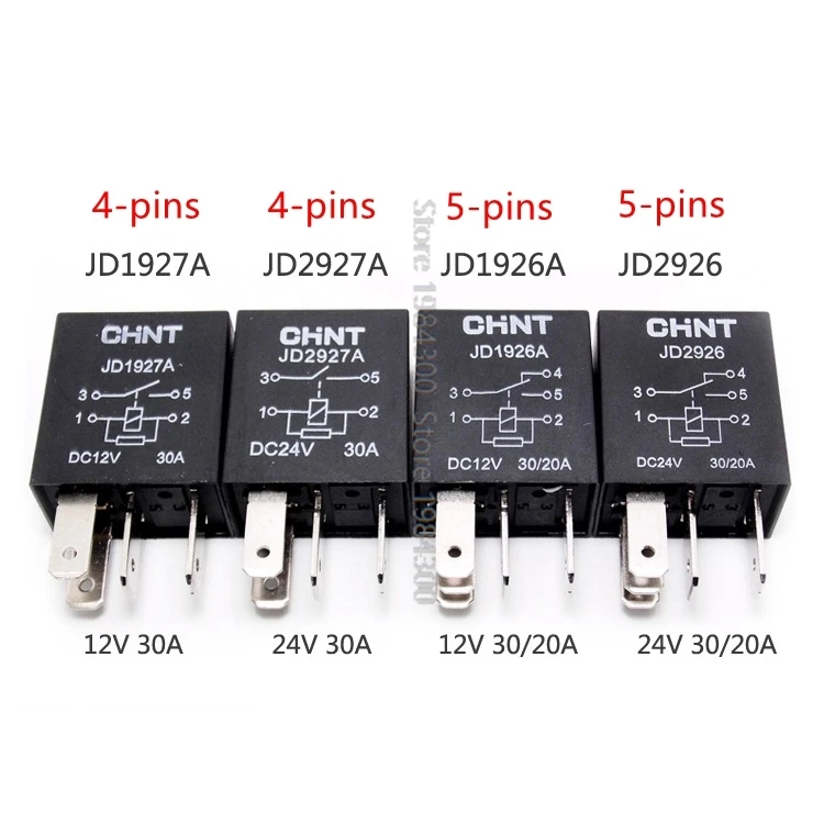 

CHINT Automobile Relay JD1927A JD2927A JD1926A JD2926A 12V 24V 20A 30A