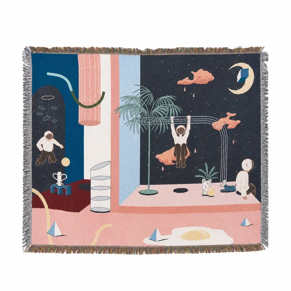 Abstract Aesthetic Four Seasons Sofa Blanket Tapestry Home Decor Dust Cover Cartoon Bed Cover Thread Blanket for Camping
