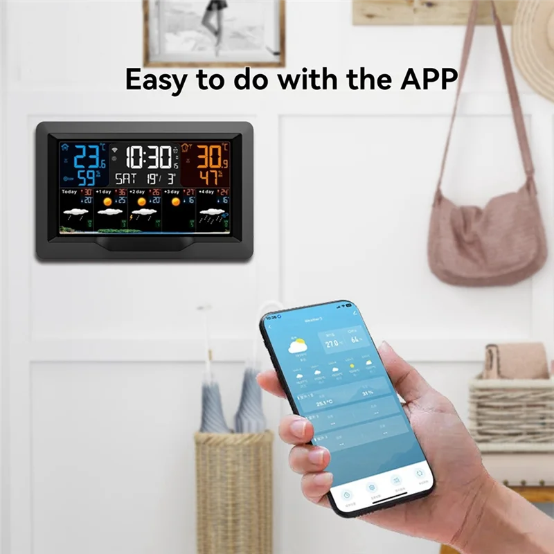 A003 Tuya WIFI estación meteorológica inteligente medidor de temperatura y humedad pronóstico del tiempo interior exterior despertador enchufe de la UE