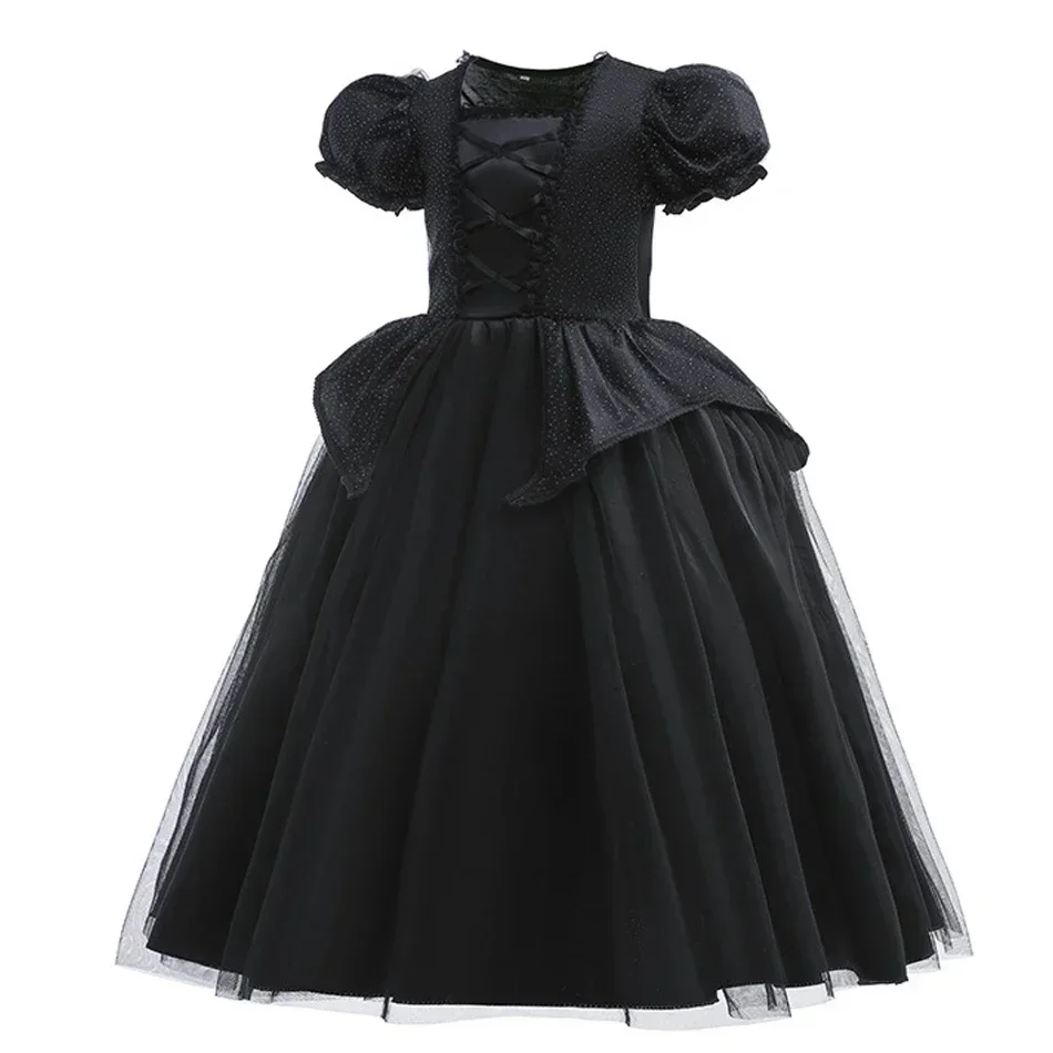 Girl Maleficent Cosplay Dress With Wings Kids Halloween Carnival Evil Witch Dress Up Costume 2-10 Yrs Sequin Ruffles Outfits
