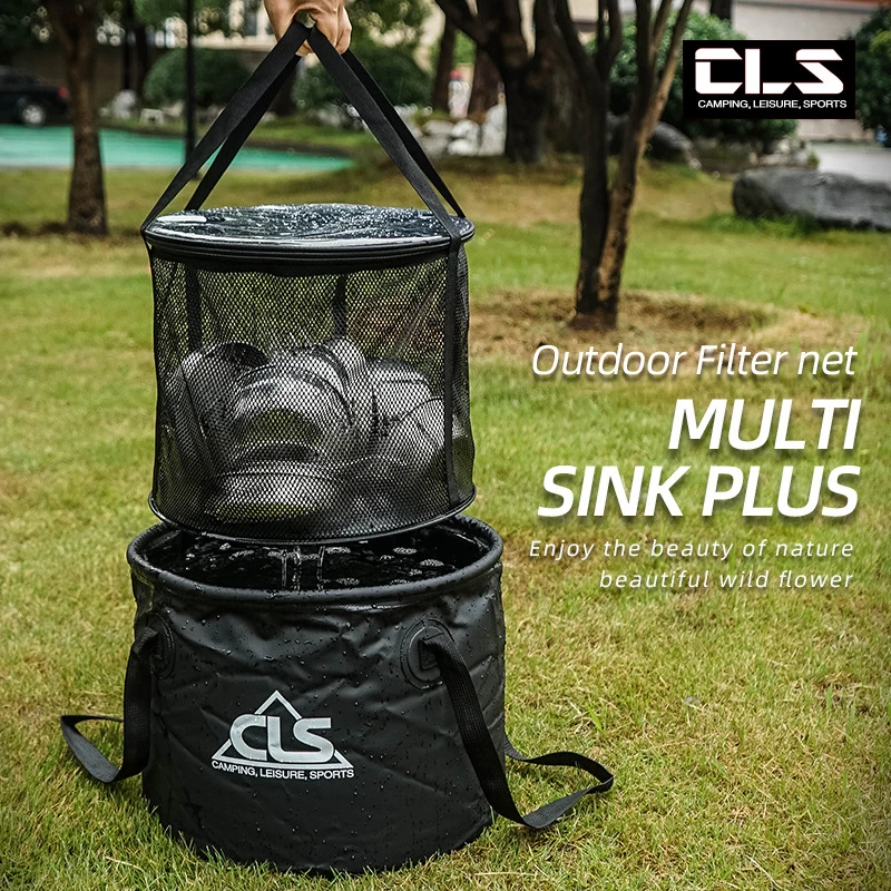 

30L Folding Bucket Waterproof Water Sink Bucket Portable Foldable Basin Camping Hiking Fishing Storage Bucket with Strainer