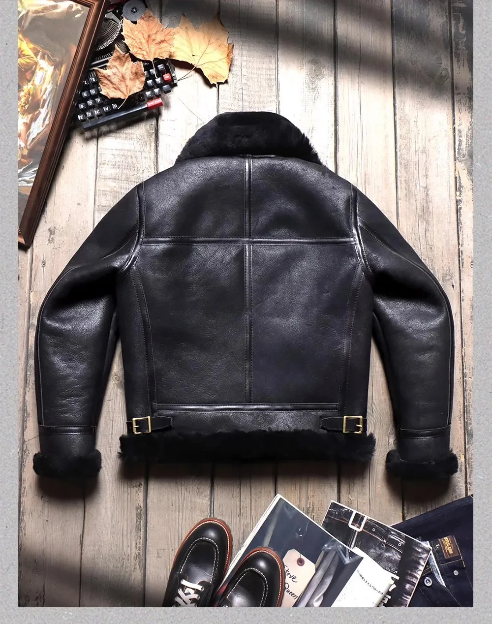 Shop.2025 new men thick fur jacket.Classic B3 Bomber winter warm wool coat.100% genuine leather natural shearling cloth