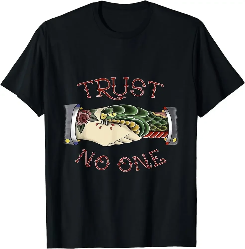 

Trust No One American Traditional Tattoo T Shirt long or short sleeves Unisex T-shirts for Men Women Summer vintage