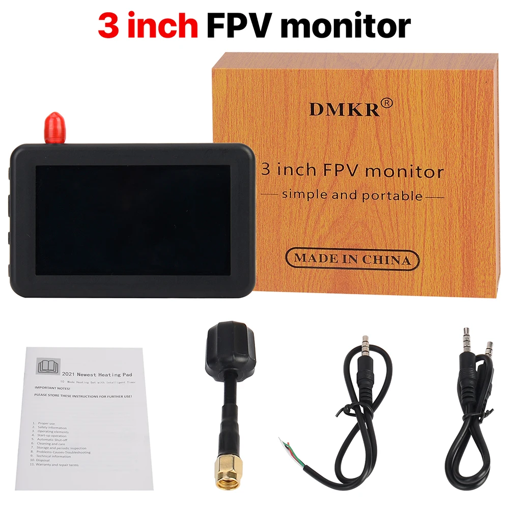 DMKR 5.8G 40CH FPV Display 3 Polegadas com Antena Lanterna para RC Multicopter FPV Drone