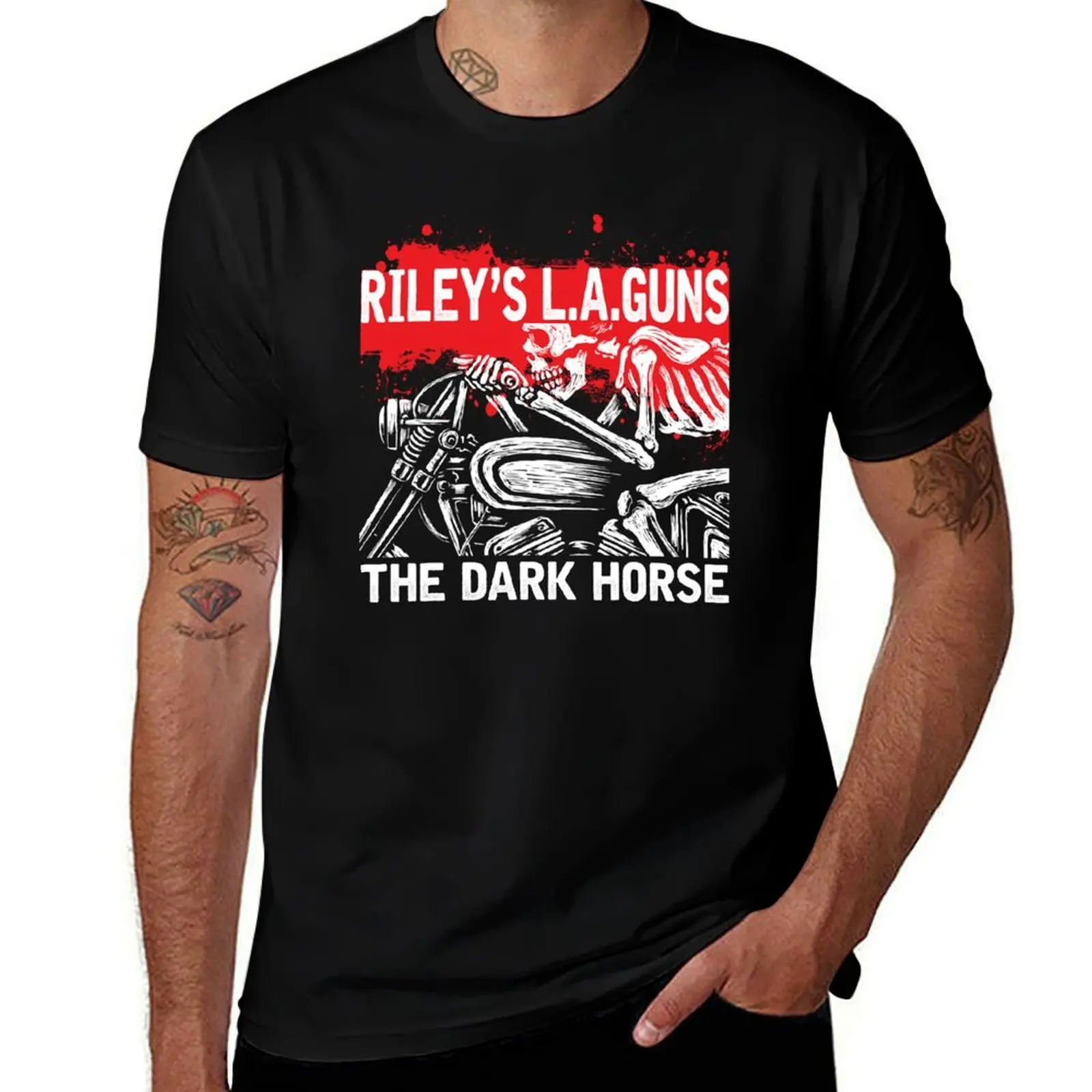 Riley's L.A.GUNS Official The Dark Horse Biker T-Shirt t shirts for man slim fit t shirts for man cotton T-shirt