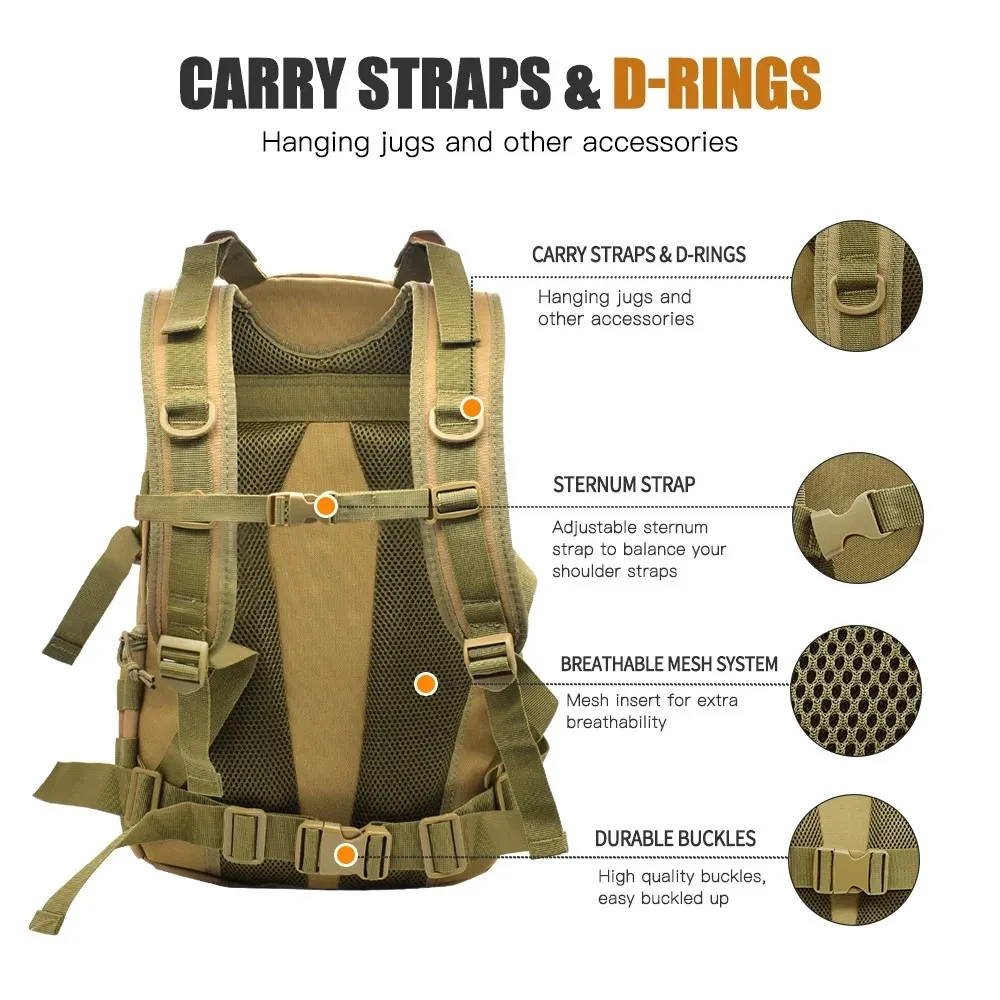 30L Military Tactical Backpack 900D Oxford Outdoor Waterproof Bags Molle Camping Rucksack Hiking Bag Climbing Bags Hunting Bag