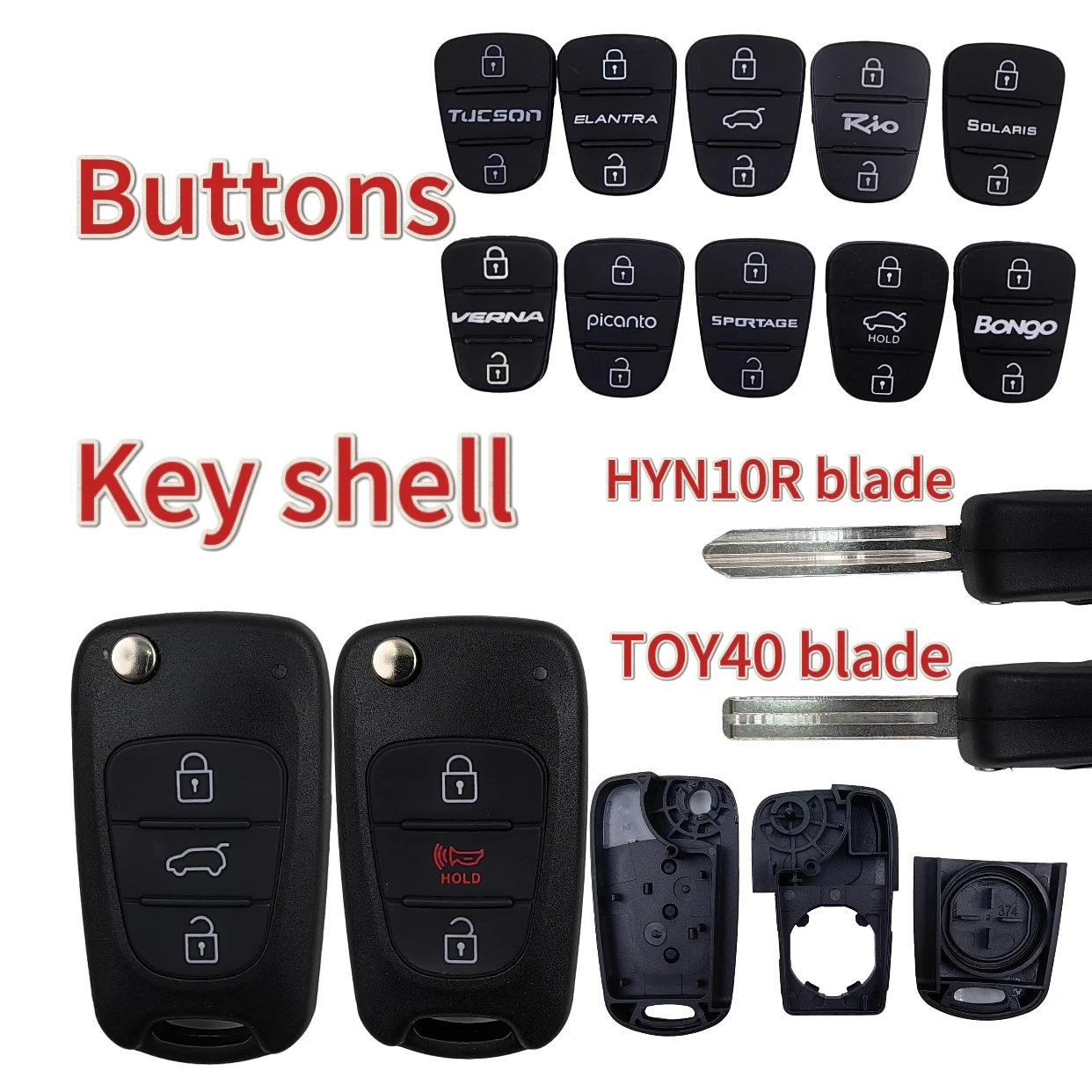 For Kia Sportage Rio Morning Picanto K2 K5 I20 Ceed Elantra Car Key Case Shell For Hyundai Porter Verna Bongo Solaris Accent