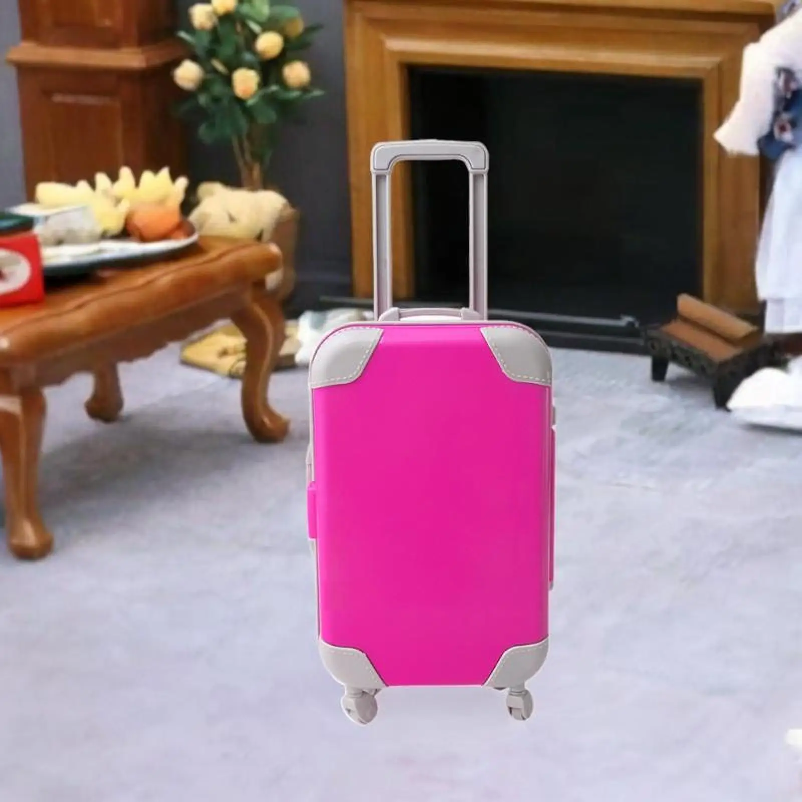 Doll Suitcase 18 Inch Doll Accessories Travel Carrier Model Toy PP Material Openable Compartment Suitable for Kids Pretend Play