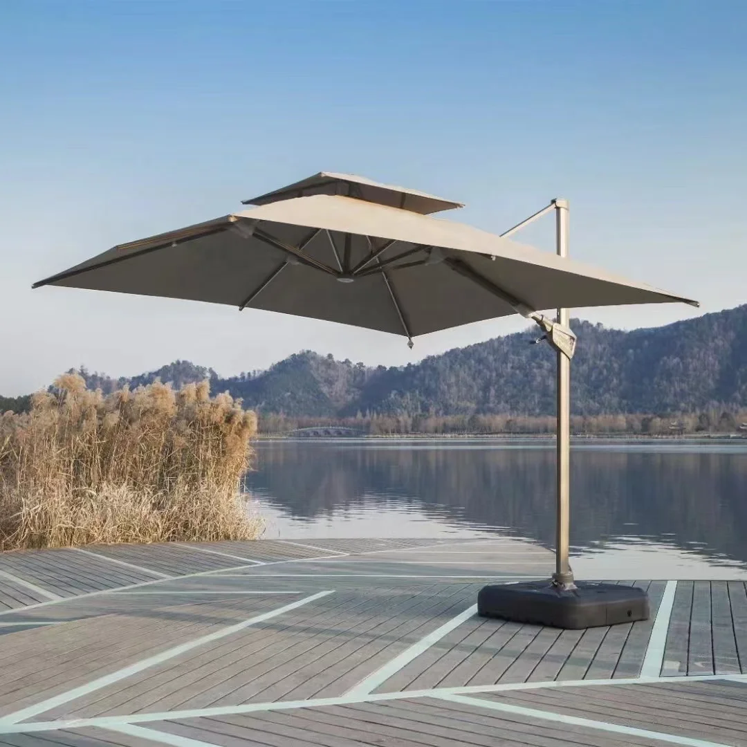 Outdoor Patio Beach Garden Parasol Commercial Large Roman Umbrella Light Strip Umbrella odern Cantilever Umbrella