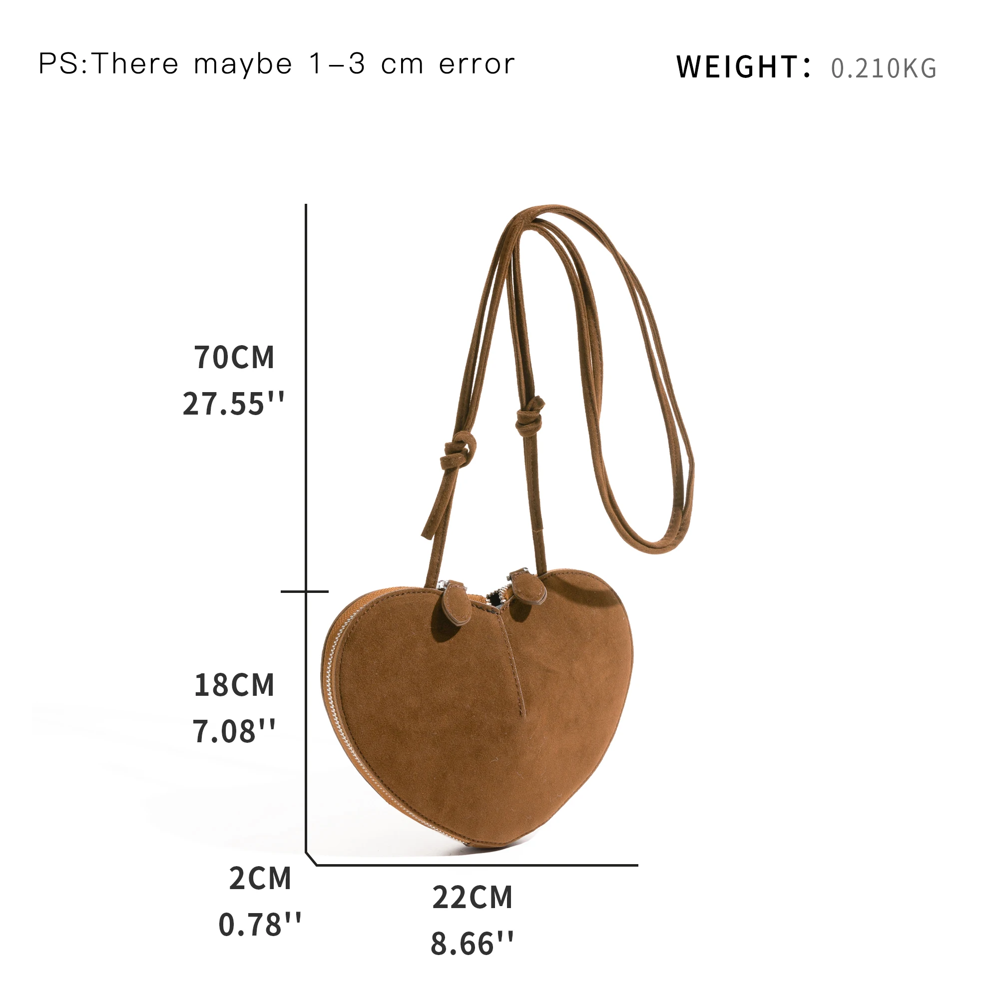 KOKOPEAS Vintage Faux Suede Hobo Bag Unique Heart Shape Popular Shoulder Phone Purse Dubble Zipper Luxury Design Crossbody Bag