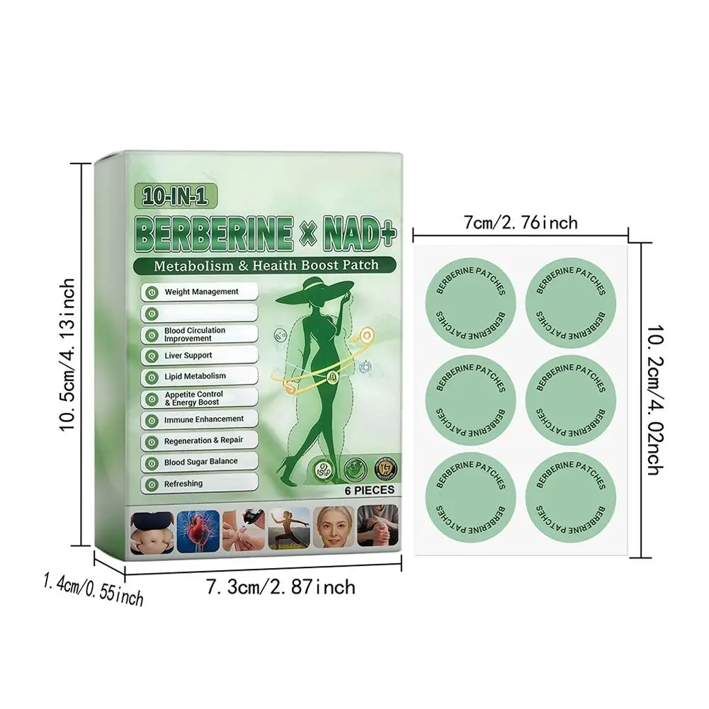 New upgraded 10-in-1 Berberine x NAD+ Weight Management Assistance Patch Easy To Use Body Weight Loss Sticker Body Care Patch image 6