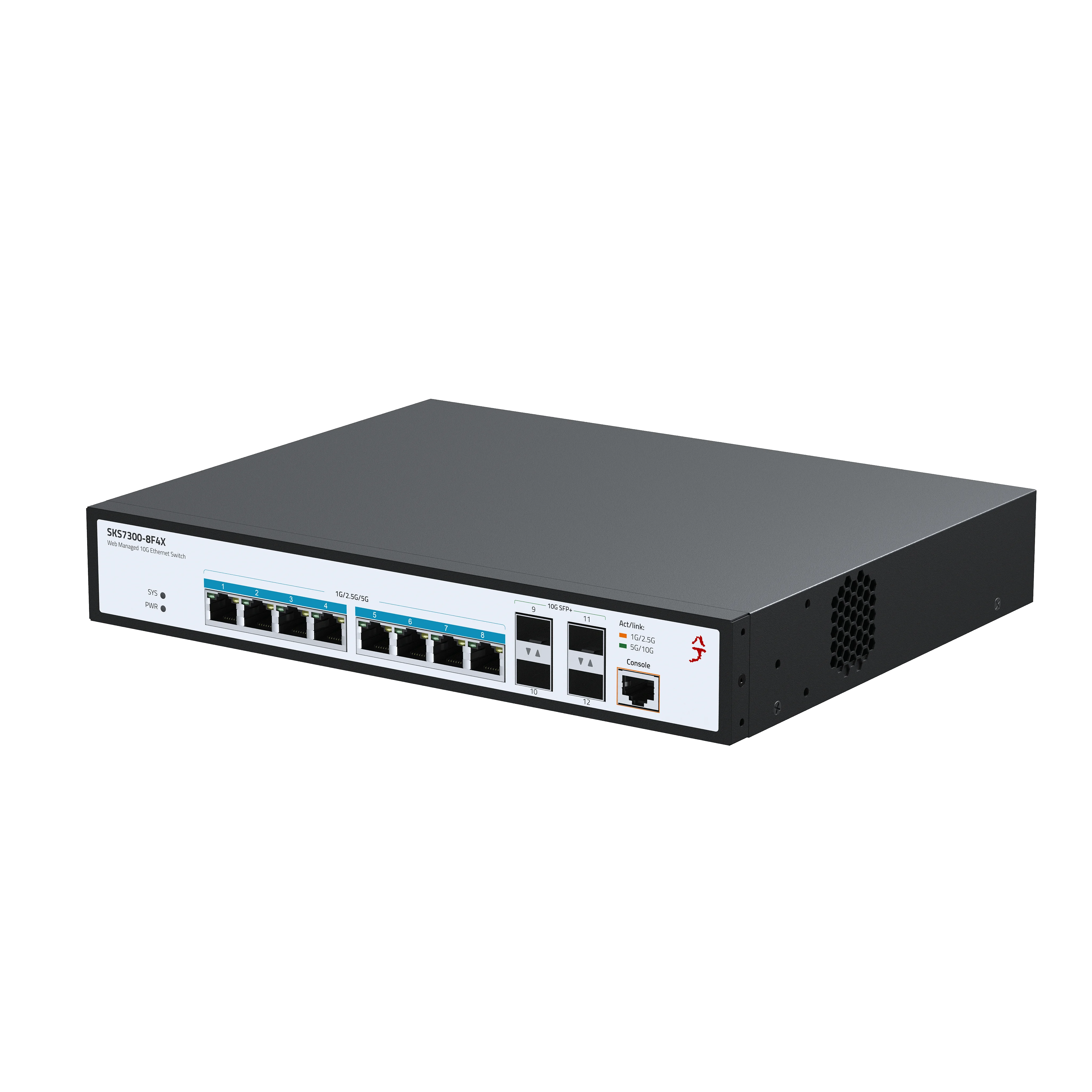 XikeStor L2 Managed Switch 8*5G RJ45 + 4*10G SFP+, VLAN/QoS/LACP, Rackmontage für Enterprise/SMB
