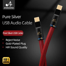 HiFi USB Audio Cable Pure Silver Core USB A to B Audio Cable Gold Plated Connector DAC Decoder Printer Sound Card