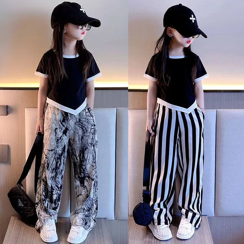 Summer Teen Girls Clothing Sets Children New Fashion Lrregular Tops + Pants 2Pcs Outfits Kids Tracksuit 4 6 8 9 10 11 12 13 Year