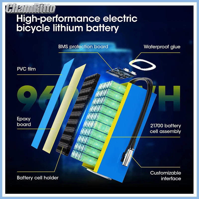 

72V 60V 3000W High Power chamrider E bike Battery 48V 52V 30AH 40Ah 50AH Electric Bicycle Escooter 2000W 21700 lithium Battery