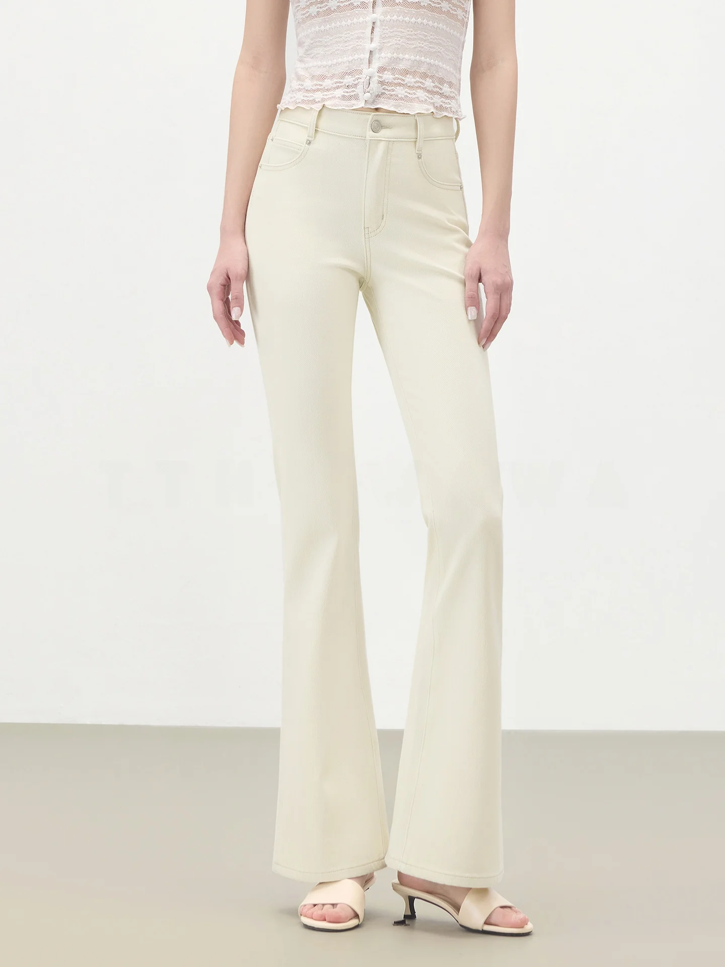 

Джинсы TTH WAWA с высокой талией, слегка расклешенные, женские, прямые, стройнящие, весенние, новые, из хлопка, с защитой от сминания